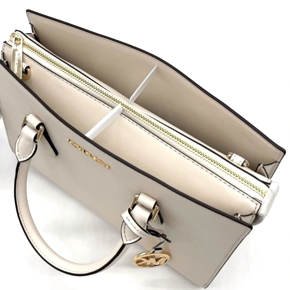 Michael Kors Sheila Medium Satchel Crossbody Bag Light Cream